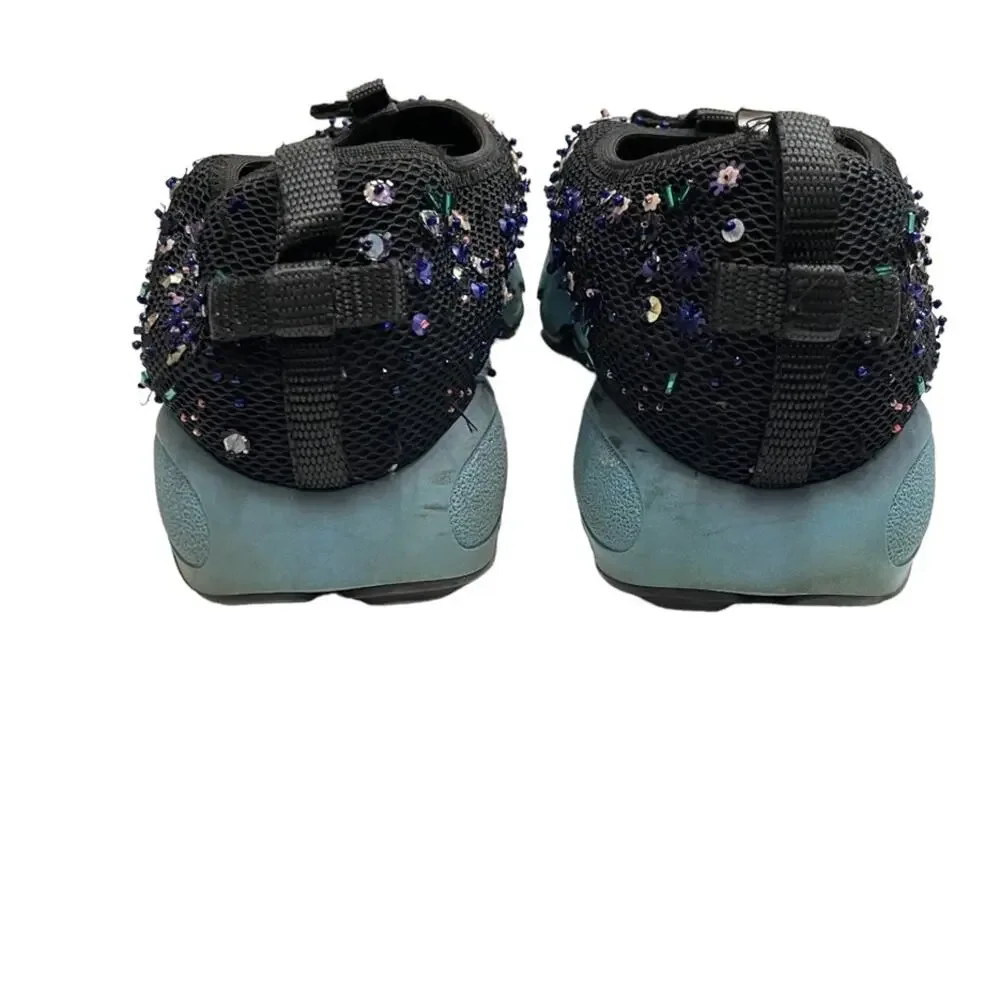 Dior Fusion Black Mesh Beaded Sequin Embellished Pull On Sneakers‎ 38.5 (8.5)